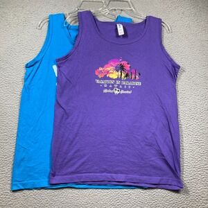 Hawaii Tank Tops T Shirts Adult Large Lot of 2 Blue Purple Stretch Tourist Trip